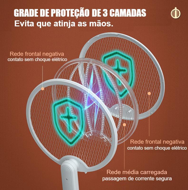 Assassino de Mosquito Elétrico - Ajustável em 3 Posições - Carregamento USB