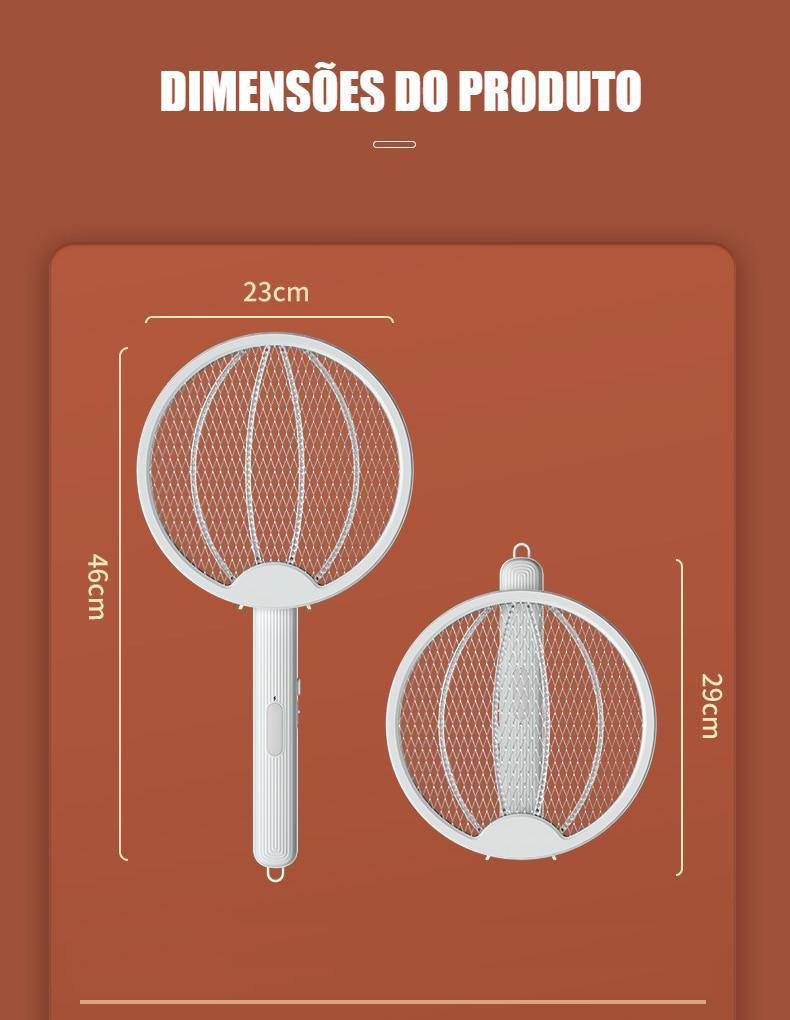 Assassino de Mosquito Elétrico - Ajustável em 3 Posições - Carregamento USB