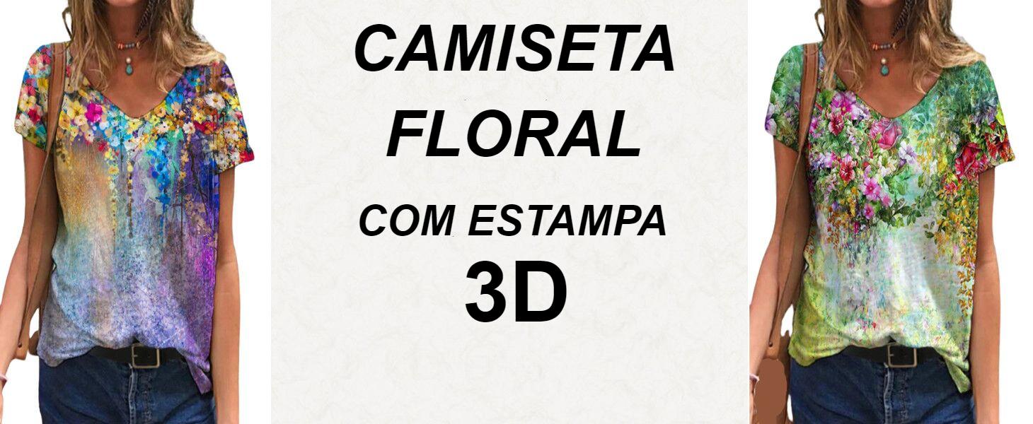 Camiseta 3D - Tie Dye - Manga Curta Casual