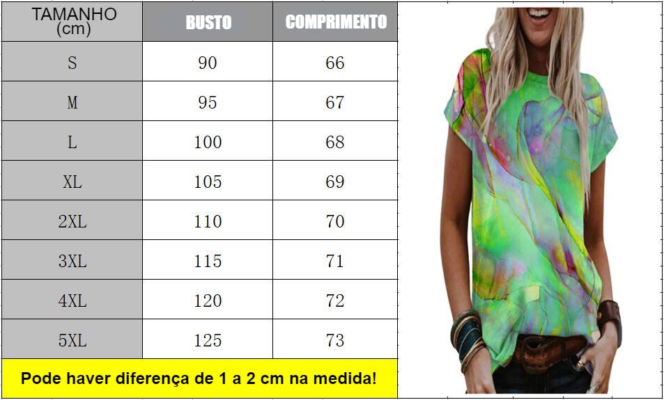 Camiseta 3D - Tie Dye - Manga Curta Casual