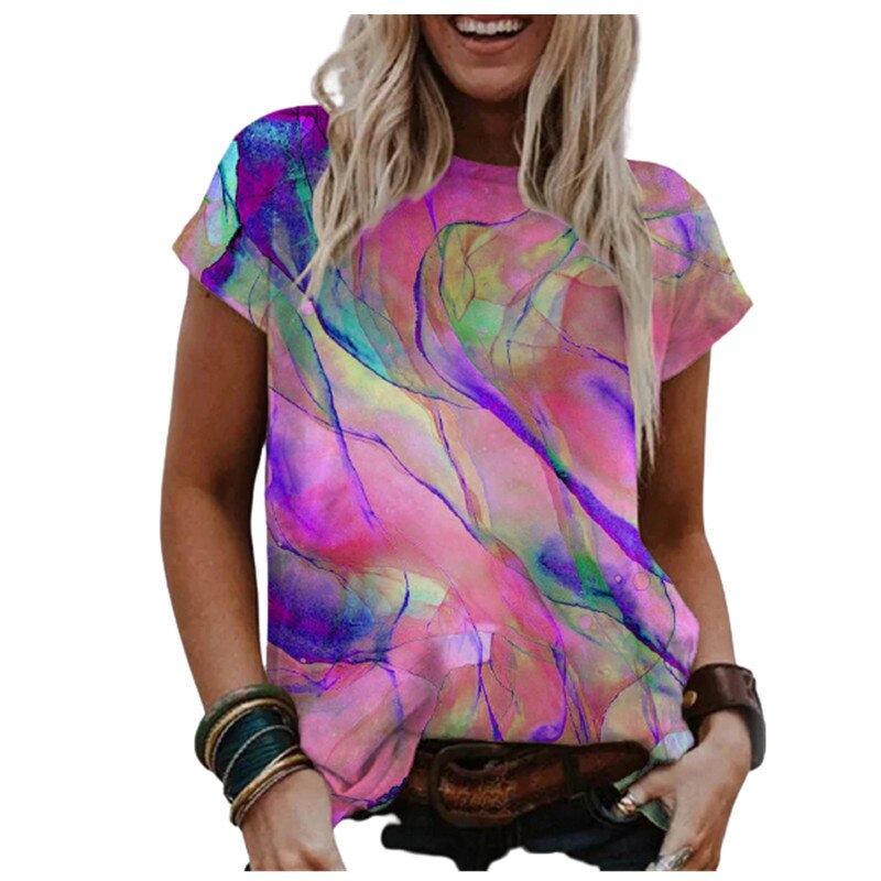 Camiseta 3D - Tie Dye - Manga Curta Casual