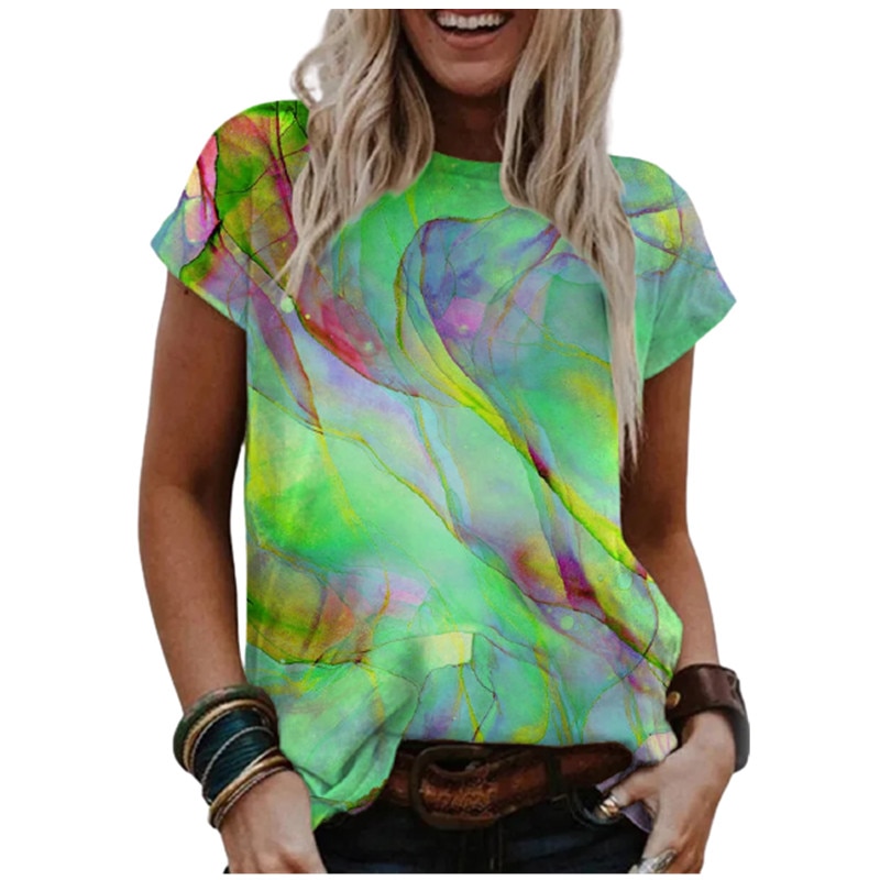 Camiseta 3D - Tie Dye - Manga Curta Casual