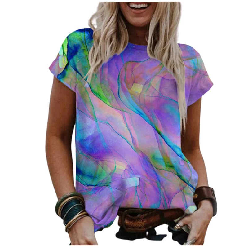 Camiseta 3D - Tie Dye - Manga Curta Casual