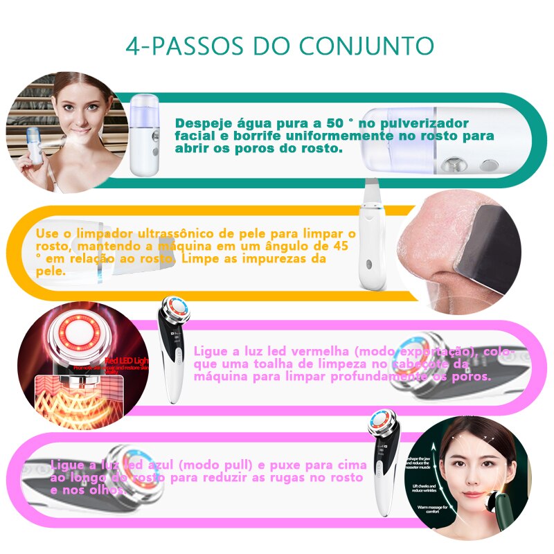 Kit Para Cuidado da Pele - Removedor de Cravo + Peeling Ultrassonico + Purificador da Pele Ultra Sônico