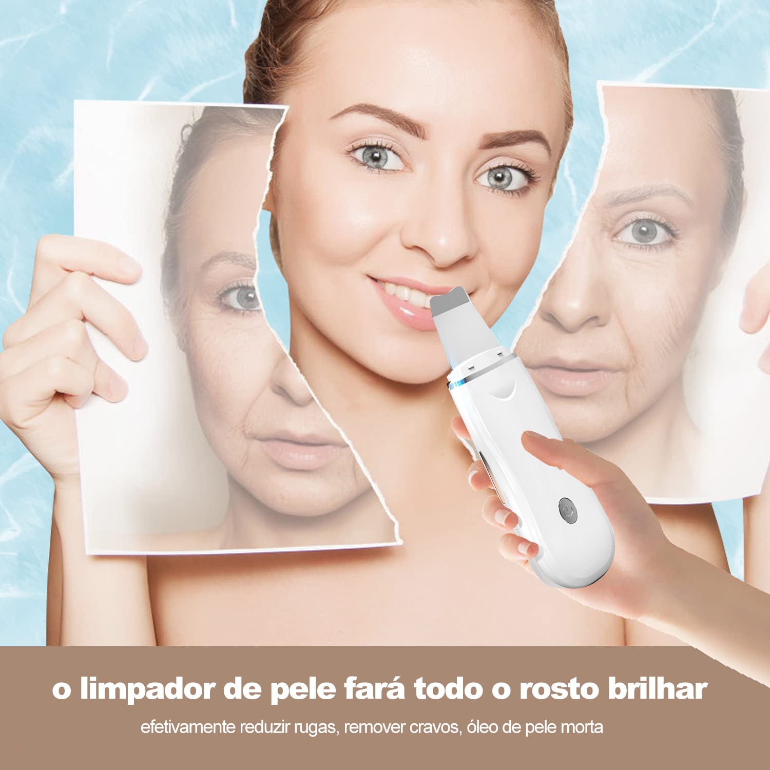 Kit Para Cuidado da Pele - Removedor de Cravo + Peeling Ultrassonico + Purificador da Pele Ultra Sônico