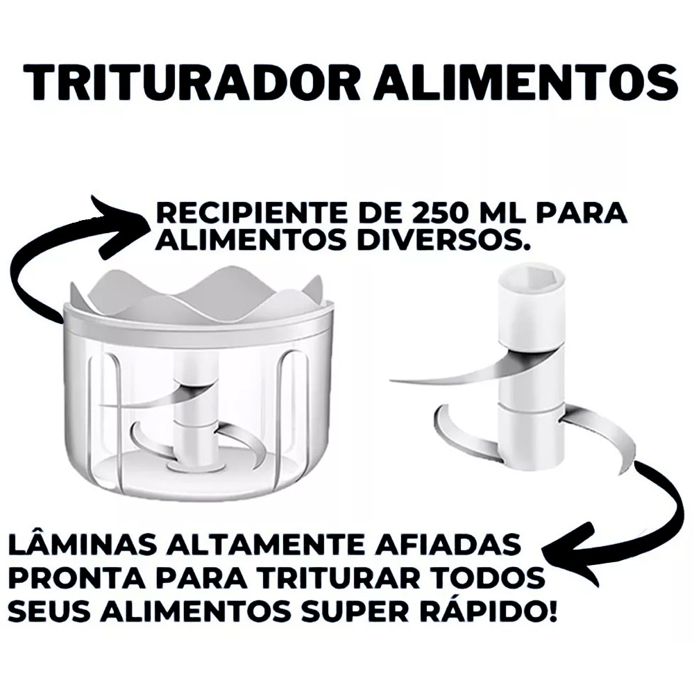 Mini Processador Triturador Alimentos Elétrico Potente USB Sem Fio