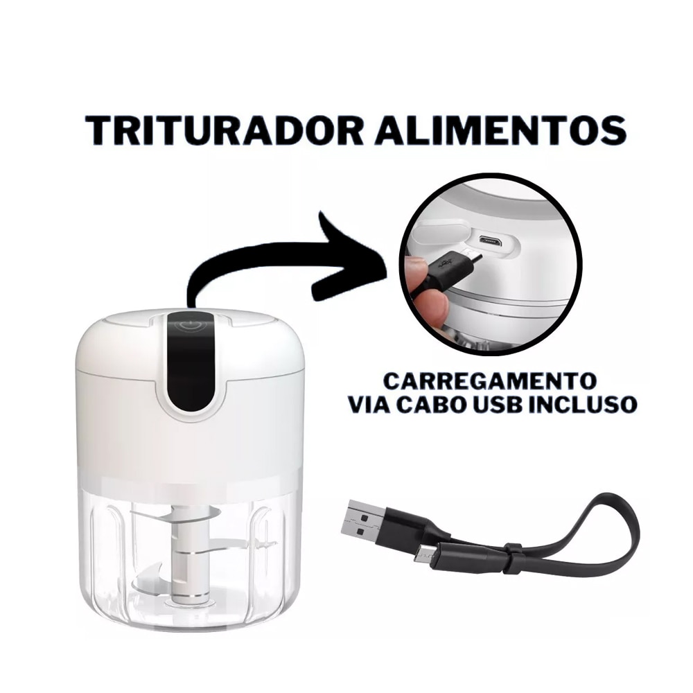 Mini Processador Triturador Alimentos Elétrico Potente USB Sem Fio