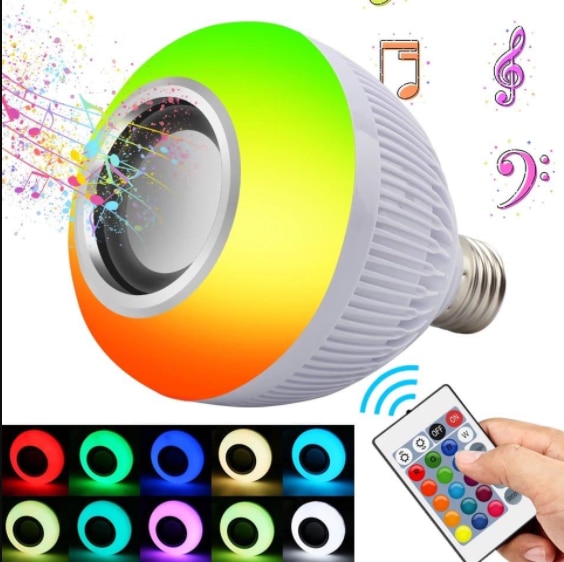 Lâmpada Bluetooth Led Caixa De Som Com Controle Remoto 12W - Luz Colorida Balada