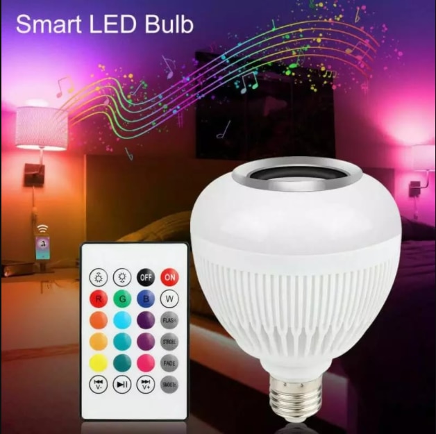 Lâmpada Bluetooth Led Caixa De Som Com Controle Remoto 12W - Luz Colorida Balada