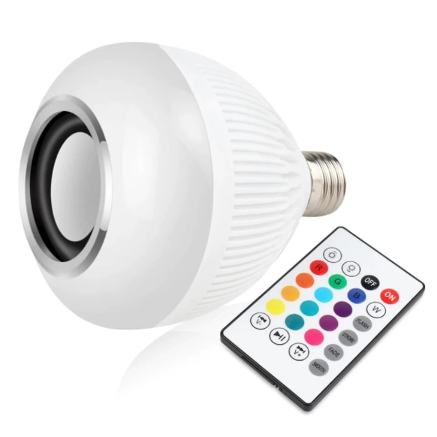 Lâmpada Bluetooth Led Caixa De Som Com Controle Remoto 12W - Luz Colorida Balada