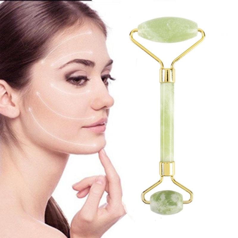 Rolinho de Pedra Jade Massageador Facial e Anti Rugas