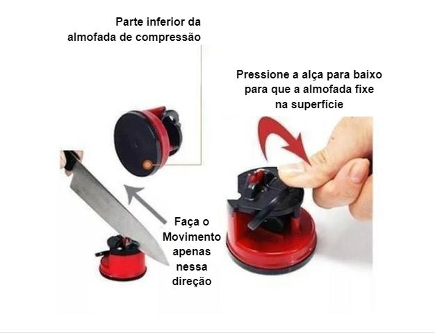 Amolador de Facas, Facões, Canivetes - Com Ventosa Para Fixação em Superfícies