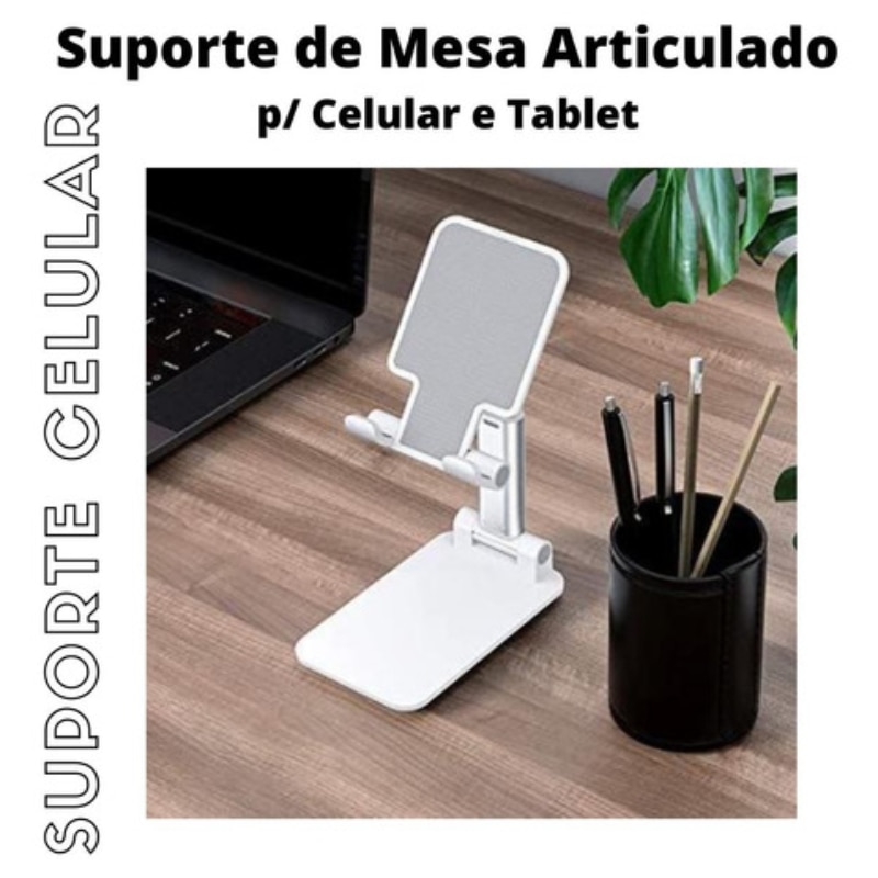 Suporte Universal Para Celular - Dobrável e Portátil / Ajustável e Ergonômico