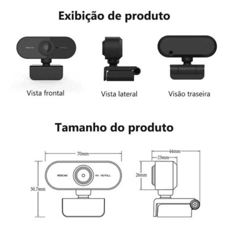 Webcam com Microfone 1080p Full HD USB / PC / Notebook